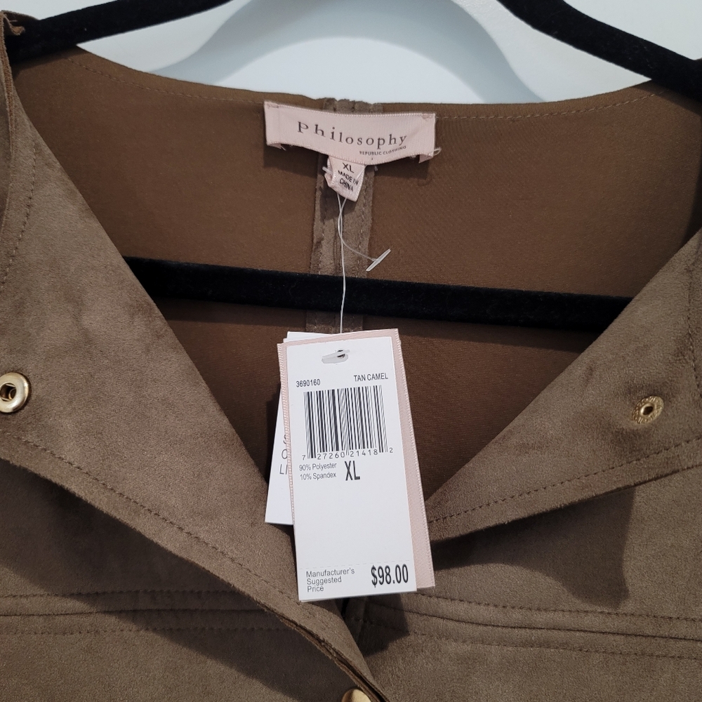 NWT Micro Suede Philosophy Jacket Duster Coat Size XL - Picture 2 of 4